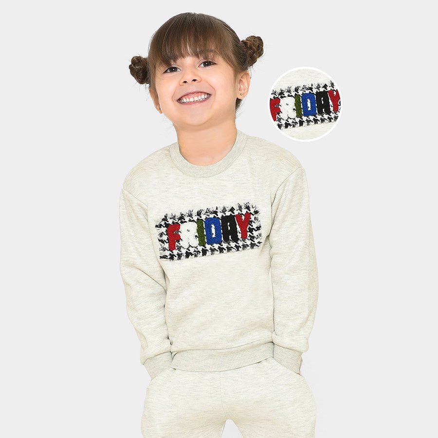 Misty Grey Knitted Sweatshirt for Kids Zip Hoodie Drawstring Kangaroo Pocket