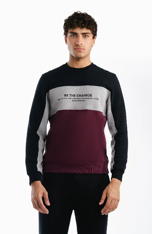Fleece Cross Sweatshirt - Maroon Hoodie with Tie-Dye Psychedelic Retro