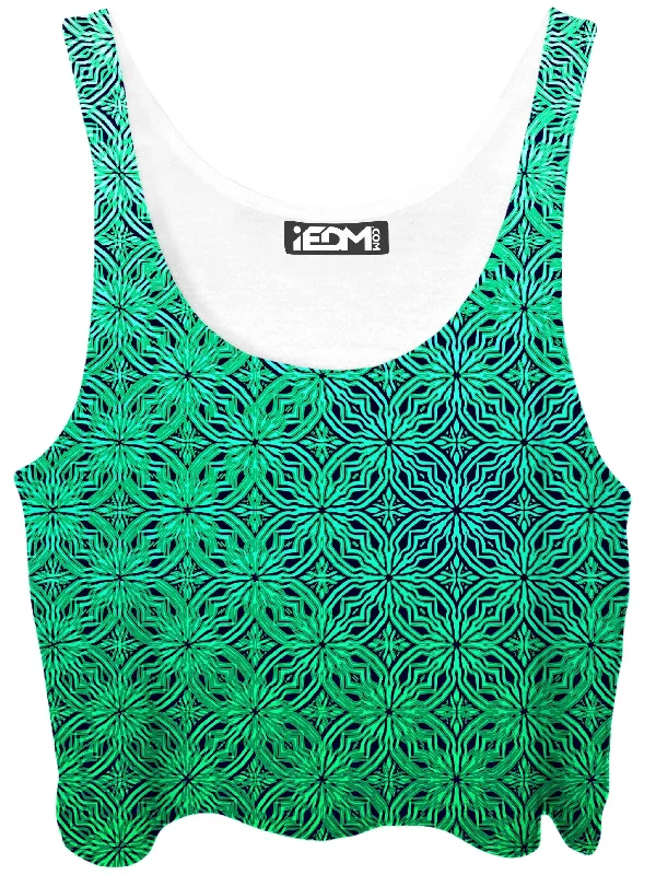 Psy Mosik Foam Crop Top Striped Floral Plaid