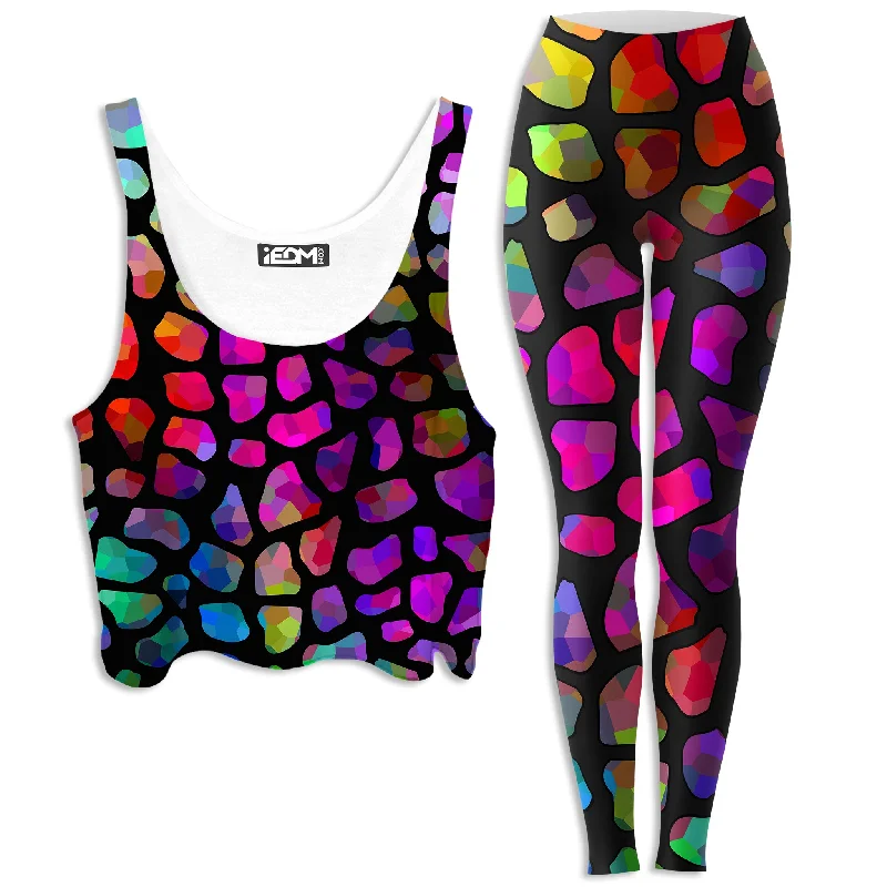 Jewel Giraffe Spots Crop Top and Leggings Combo Casual Formal Business