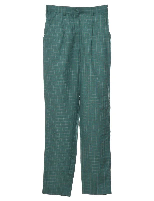 Green Checked Trousers - W26 L30 Trousers Bestseller Popular