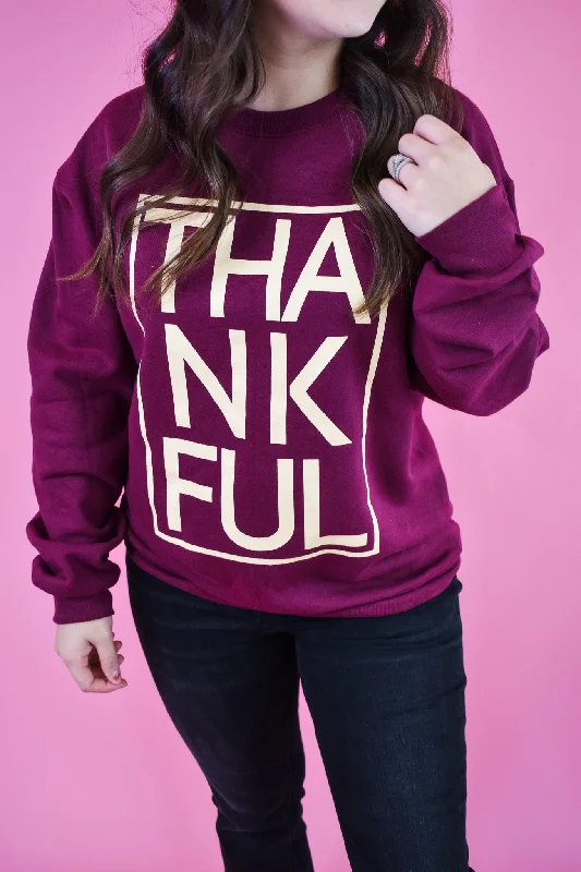 Thankful Box Pullover Boxy Neck Sweater