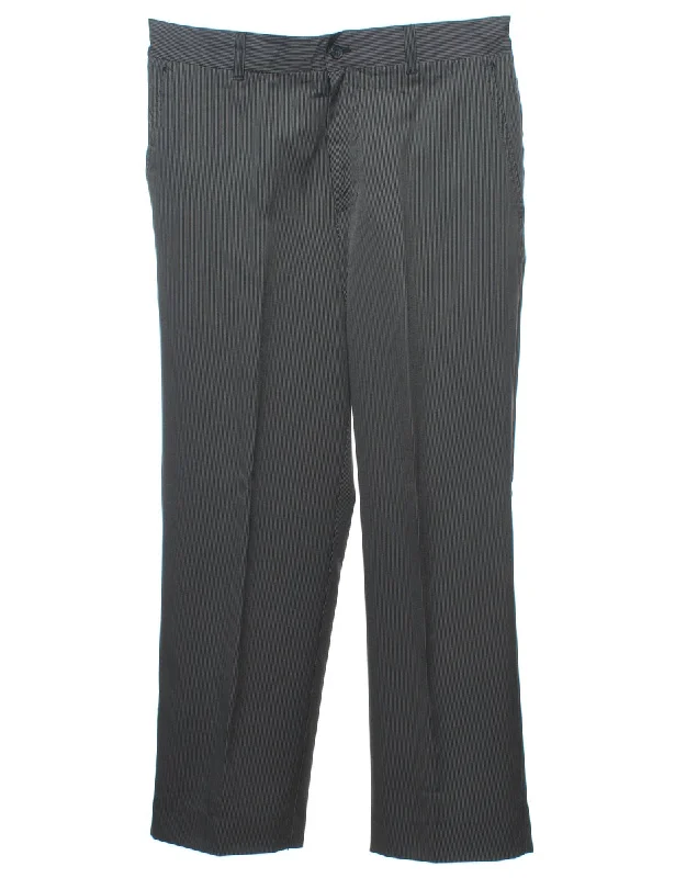 Izod Pinstriped Black Suit Trousers - W34 L30 Trousers cozy soft