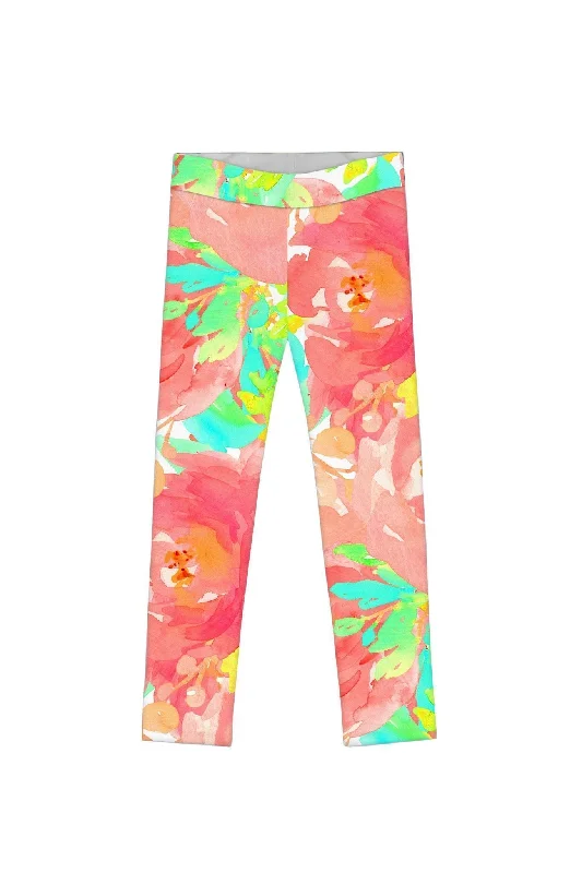Good Idea Lucy Floral Printed Cute Summer Leggings - Girls Elegant Animal Print Leggings