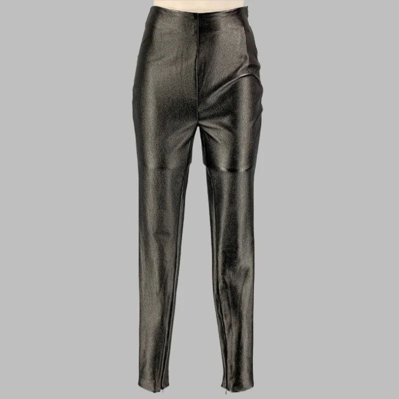 STAND STUDIO Size 0 Black Faux Leather Shimmer Side Zipper Leggings Fashionable Stretchy Fit Leggings