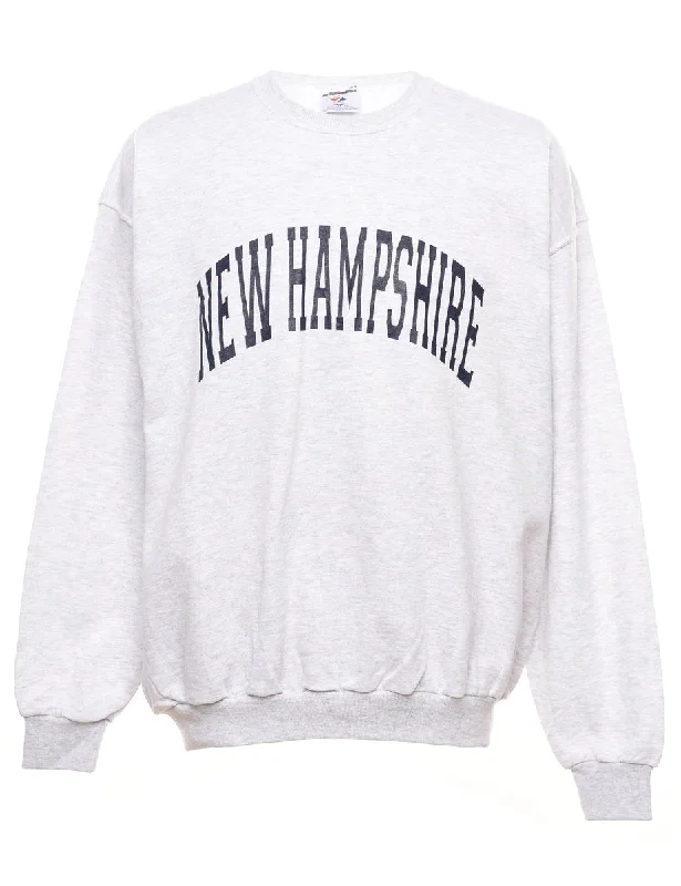 Marl Grey New Hampshire Printed Sweatshirt - XL Hoodie with Toggle Buttons Decorative Unique Marl Grey New Hampshire Printed Sweatshirt - XL Hoodie with Toggle Buttons Decorative Unique