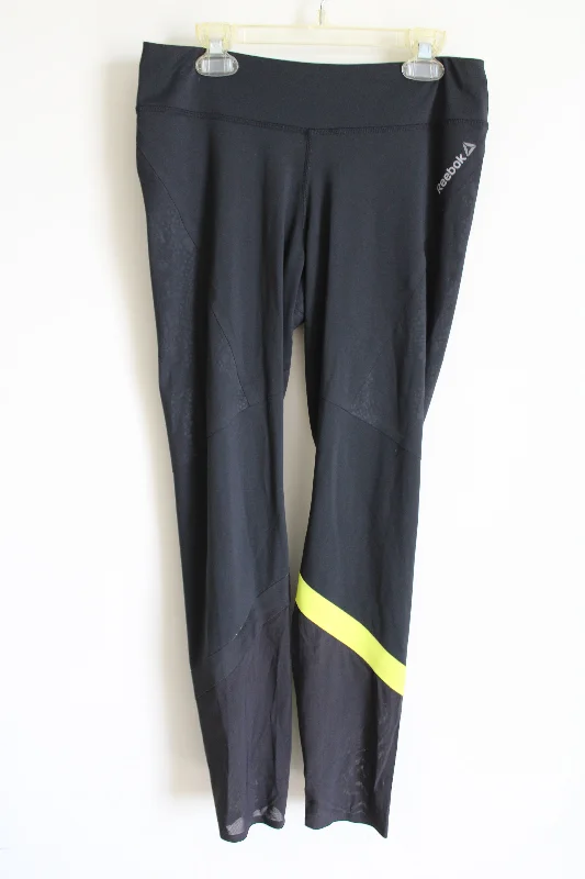 Reebok Black Lime Green Leggings | S Trendy Seamless Fit Leggings