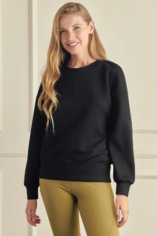 Women’s Soft Scuba Pullover Sweater Ribbed Crew Neck