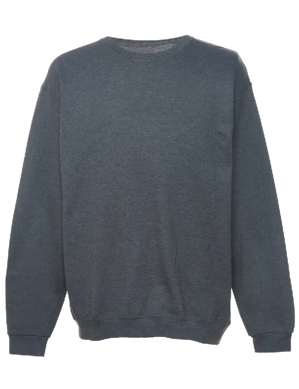 Dark Grey Plain Sweatshirt - L Hoodie with Monochrome Minimalist Simple