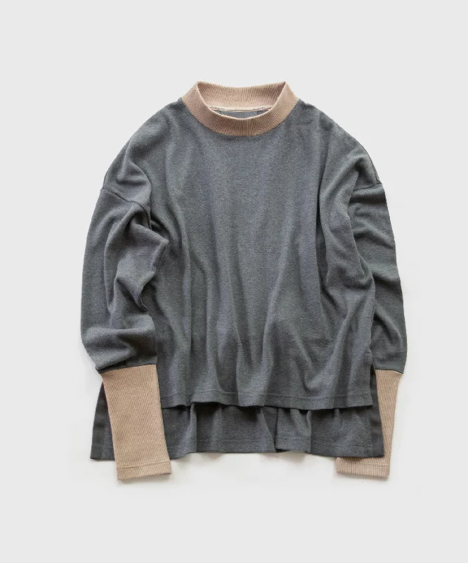 Grass-dyed BOTADEGI soft smooth back gathered pullover Soft Wool Sweater