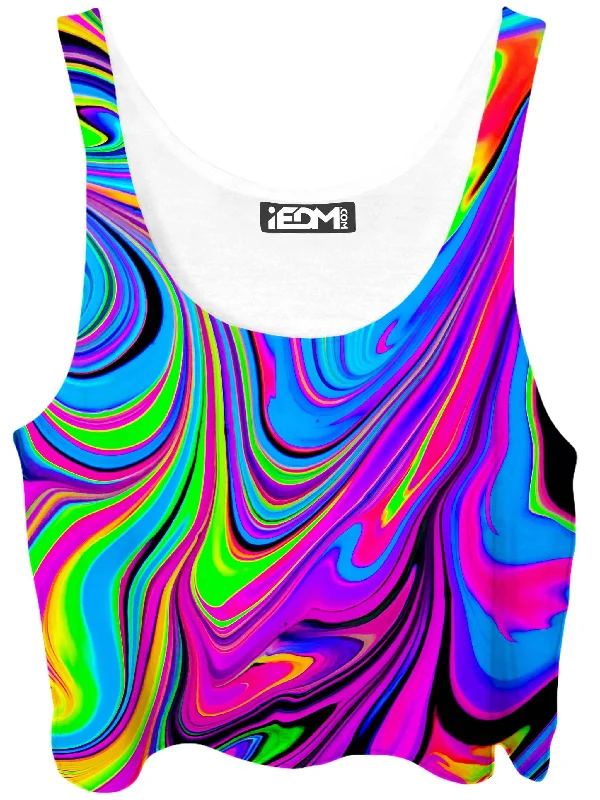 Cosmic Flow Crop Top Notch Collar Peter Pan Collar Cowl Neck