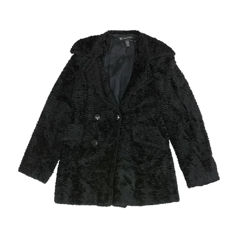 Black Solid Lightweight Coat Asymmetrical Diagonal princess