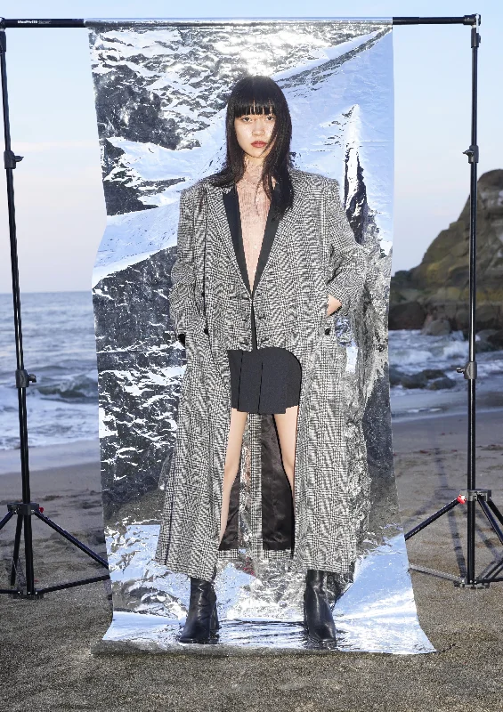 GRAY LONG COAT Asymmetrical Collar Hooded Zippered