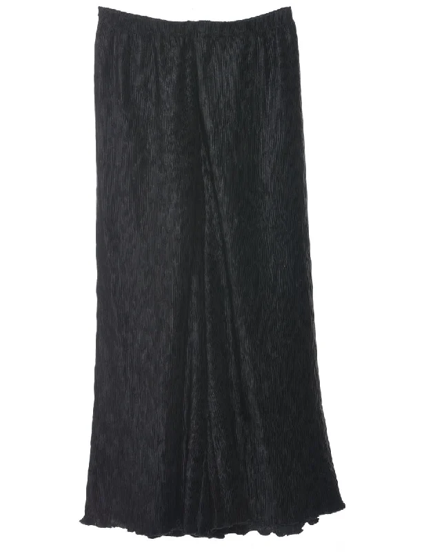 Flared Leg Black Trousers - W28 L26 Trousers Pleated Formal