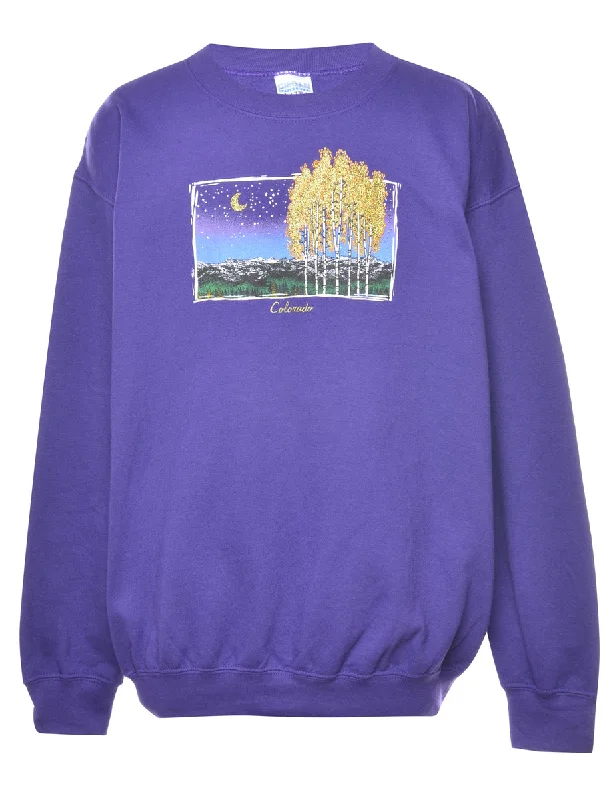 Colorado Printed Sweatshirt - M Oversized Hoodie Comfort Casual