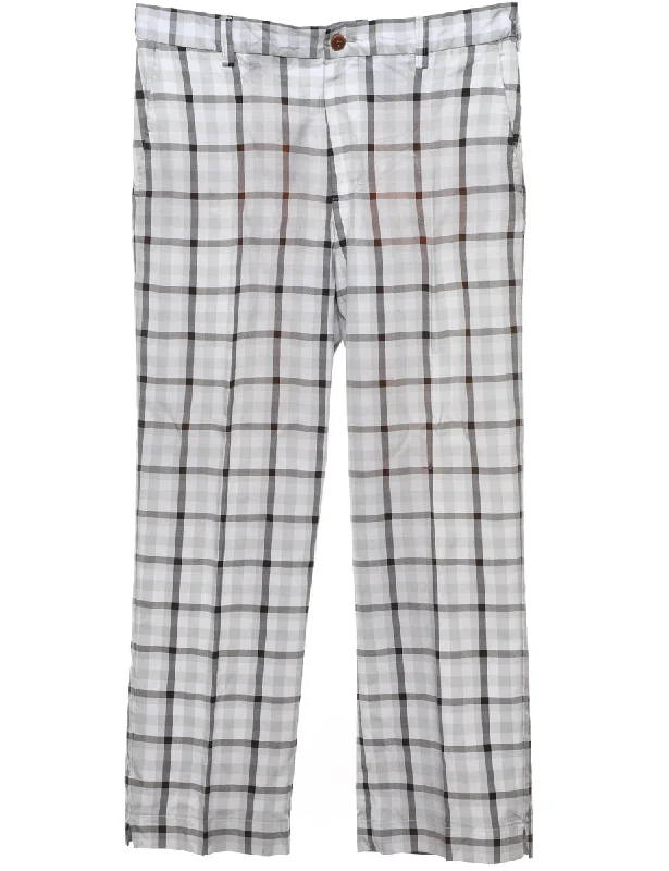 Izod Light & Dark Grey Checked Trousers - W34 L32 Trousers luxurious high-end