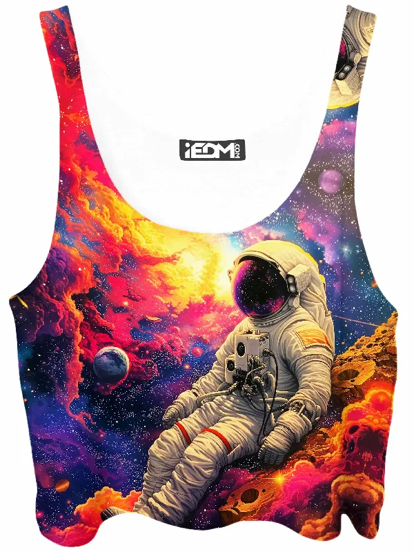 Astro Journey Crop Top Notch Collar Peter Pan Collar Cowl Neck