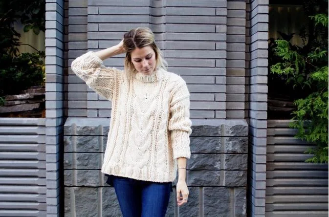 Knit Kit - Alpine Cable Pullover Boxy Neck Sweater