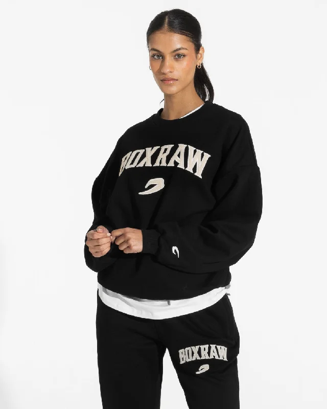 East Street Sweatshirt - Black Hoodie with Rolled Sleeves Casual Relaxed