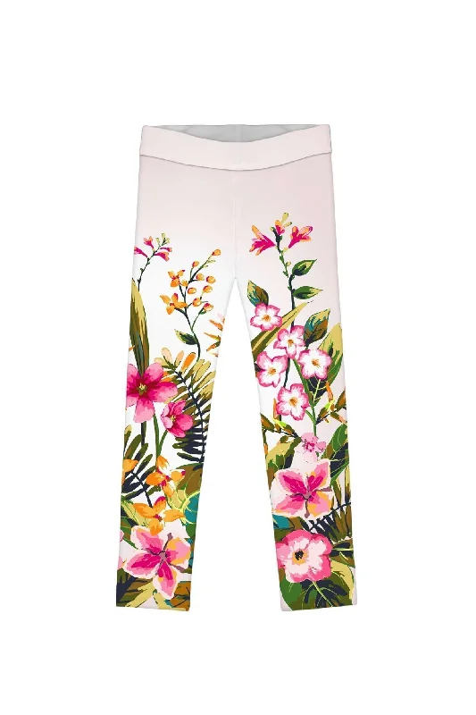 Mountain Garden Lucy Cute Floral Printed Leggings - Girls Casual Black Leggings
