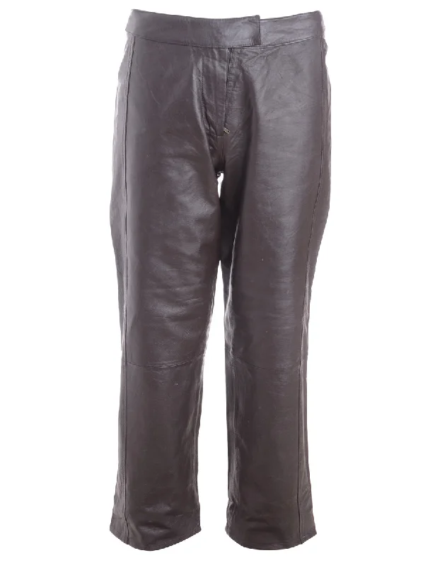 Label Bella Leather Cropped Trouser Trousers Plaid Checkered