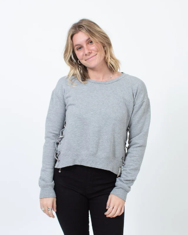Grey Pullover Sweater Lapel Neck Sweater