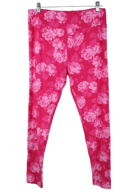LuLaRoe Pink Roses Legging | Tall & Curvy Stylish Sweat-Proof Leggings