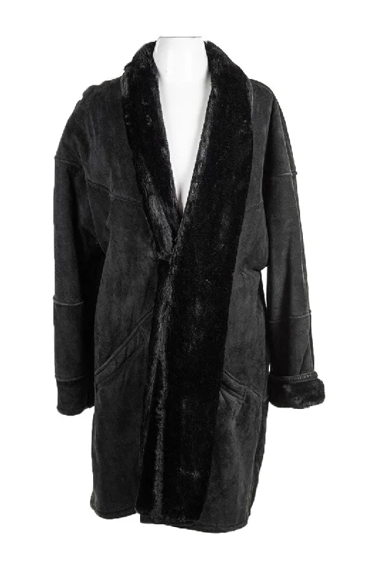 Vintage 90s Gallery Coat Faux Fur Real Fur Shearling