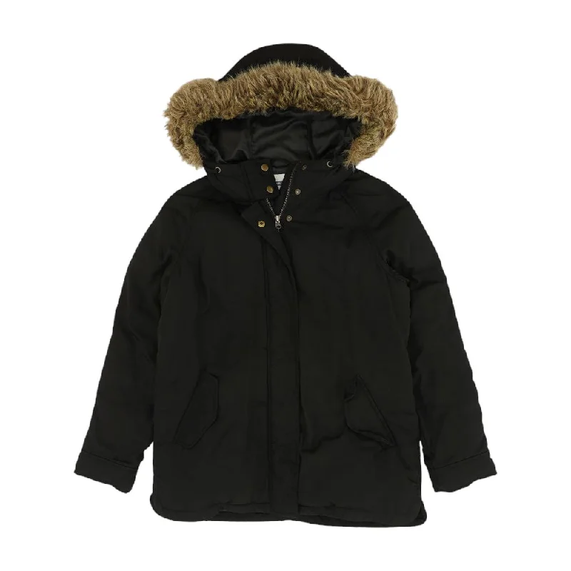 Black Solid Coat Suede Faux Fur Shearling