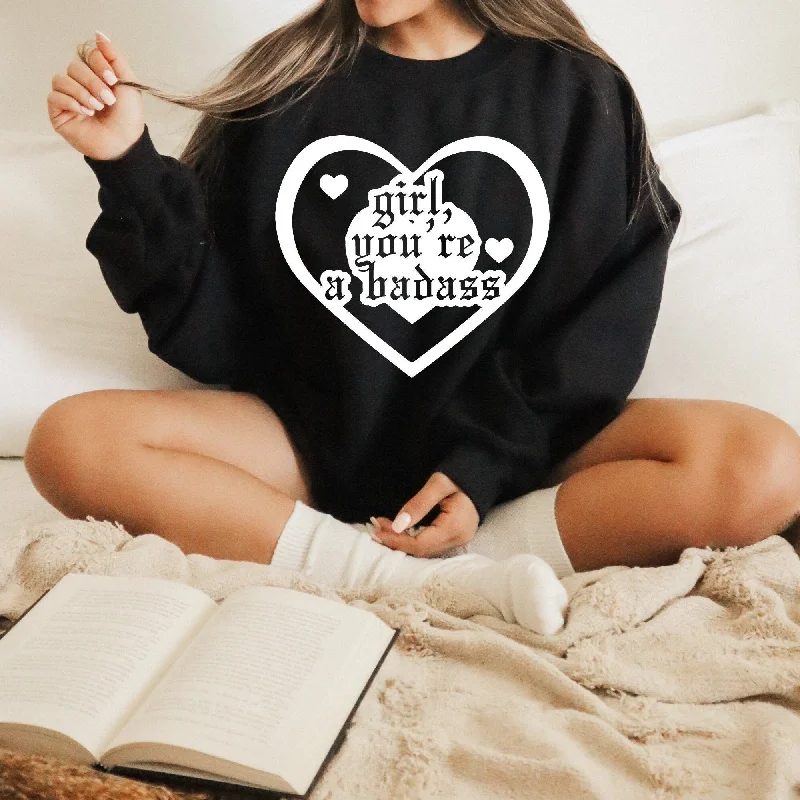 Girl, You are a Badass Retro Sweatshirt Hoodie with Pocket Utility Practical