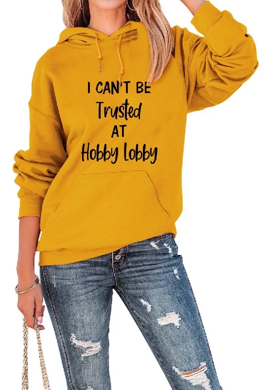WOMEN LETTERING PRINT HOODED PULLOVER SWEATSHIRTS Box Sleeve Comfort