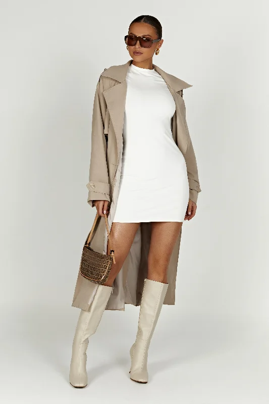 Andreas Oversized Trench Coat - Beige Jersey Tulle Batik
