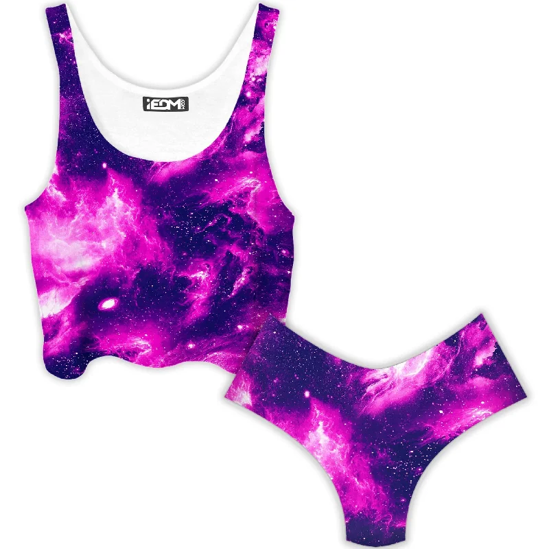 Lush Space Crop Top and Booty Shorts Combo Hooded Caped Shawl Collar