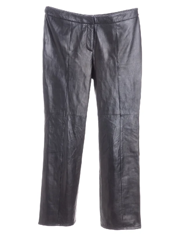Label Bella Leather Cropped Trouser Trousers Striped Patterned