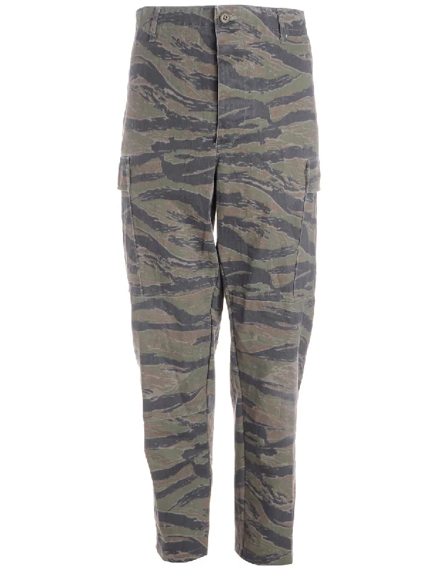 Label Jacob Tapered Army Trousers Trousers Flared Retro