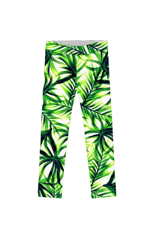 Island Life Lucy Cute Green Floral Print Eco Leggings - Girls Comfortable Yoga Tights Leggings Island Life Lucy Cute Green Floral Print Eco Leggings - Girls Comfortable Yoga Tights Leggings