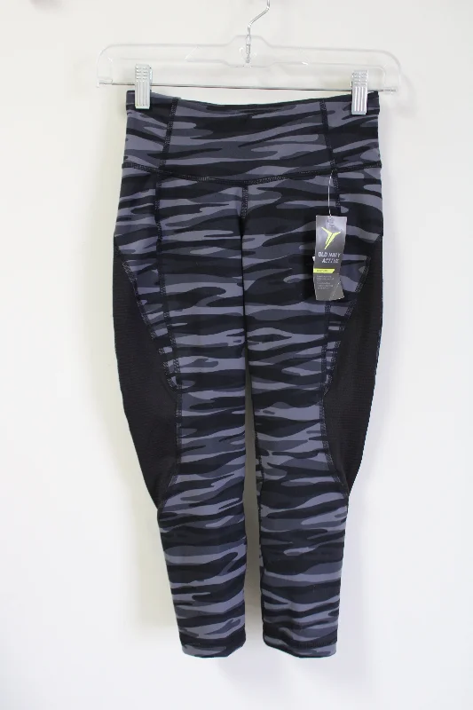 NEW Old Navy Active Gray Capri Legging | XS Chic Printed Yoga Pants