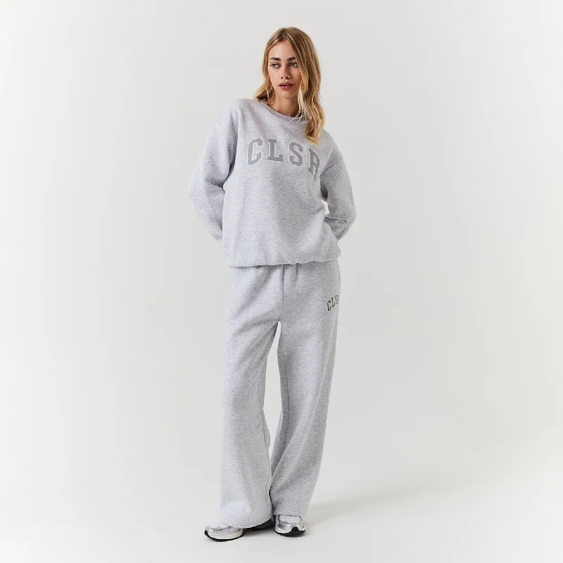 Varsity CLSR Sweatshirt Tracksuit | Light Grey Marl Hoodie with Lace Feminine Delicate Varsity CLSR Sweatshirt Tracksuit | Light Grey Marl Hoodie with Lace Feminine Delicate