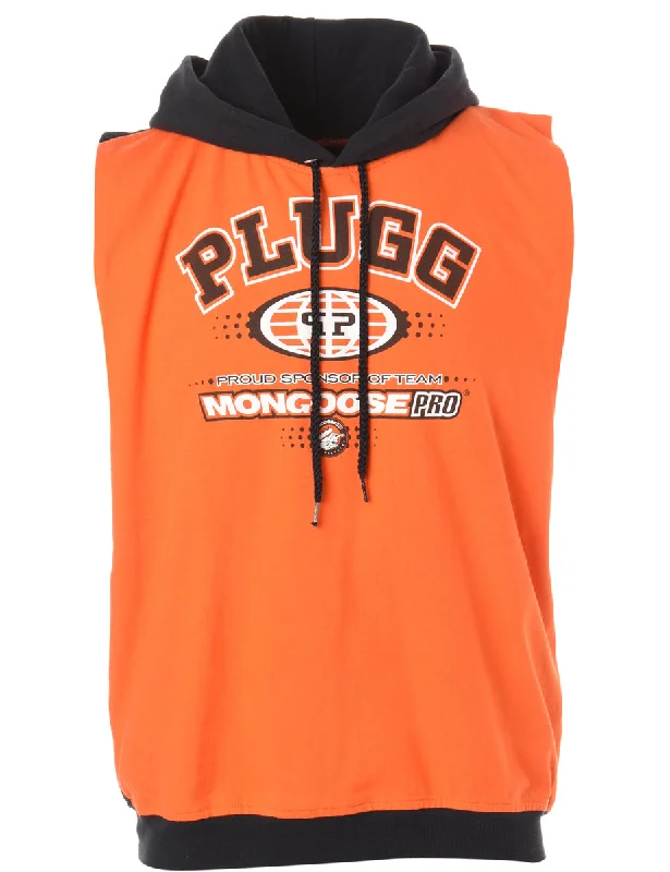 Label Sleeveless Tyler Hooded Sweatshirt Hoodie with Side Slits Relaxed Casual