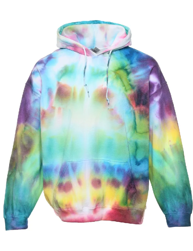 Multi-Colour Tie-Dye Hoodie - XL Hoodie with Longline Fit Extended Stylish