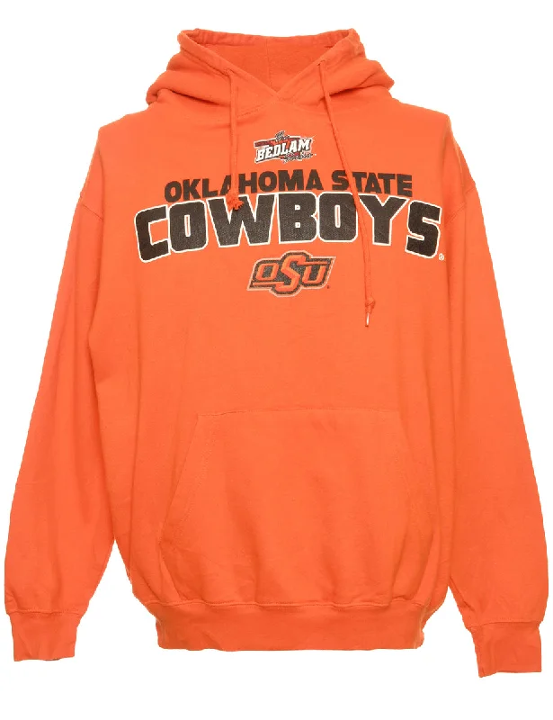 Cowboys Printed Hoodie - L Hoodie with High-Low Hem Asymmetrical Trendy
