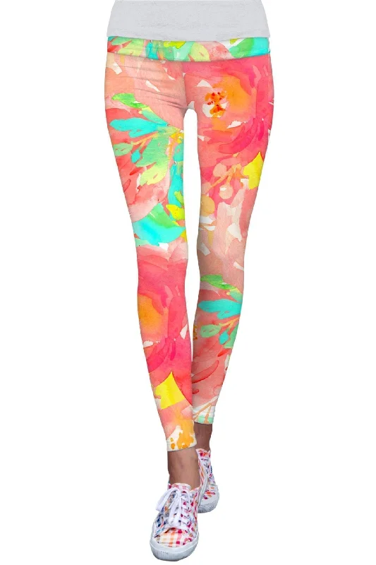 Good Idea Lucy Floral Print Performance Leggings - Women Stylish High-Waisted Leggings