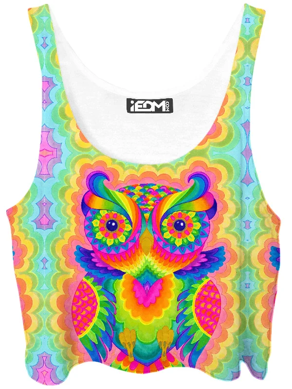 Cosmic Owl Crop Top Sequined Glittery Shiny