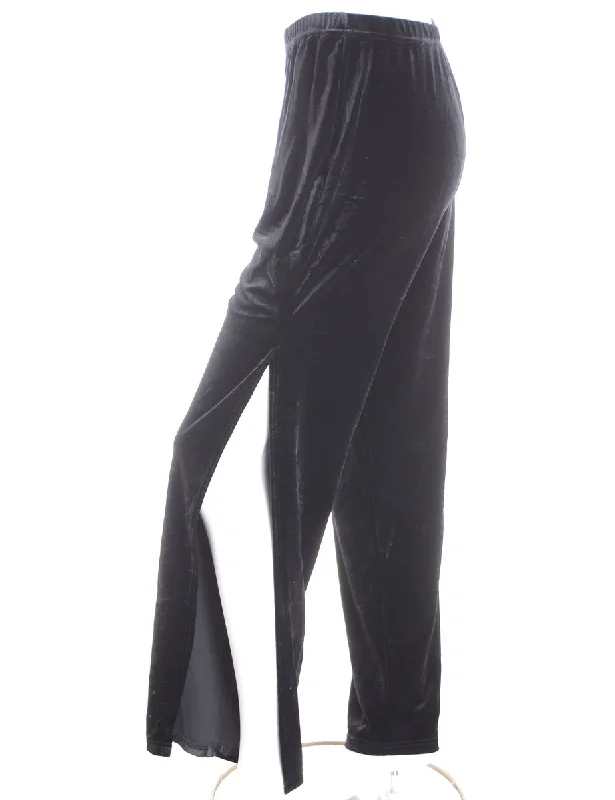Label Split Side Velvet Trousers Chinos Cotton Straight Leg