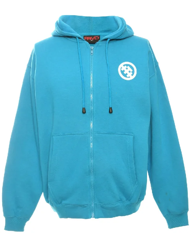 Light Blue Printed Hoodie - M Hoodie with Magnetic Closure Innovative Modern