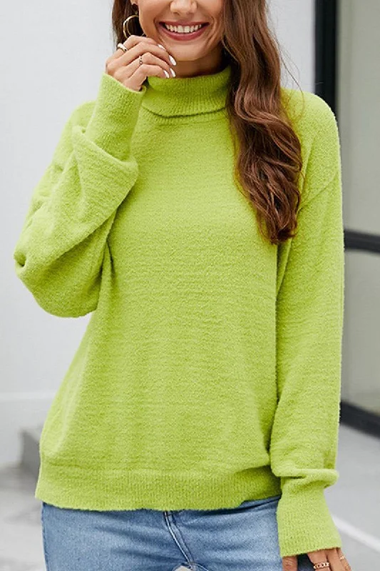 WOMEN BASIC ROLL HIGH NECK PULLOVER SWEATER Turtleneck Warm Pullover