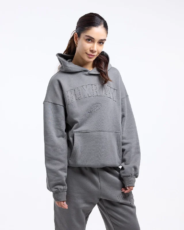 East Street Hoodie - Distressed Grey Hoodie with Exposed Zipper Edgy Industrial