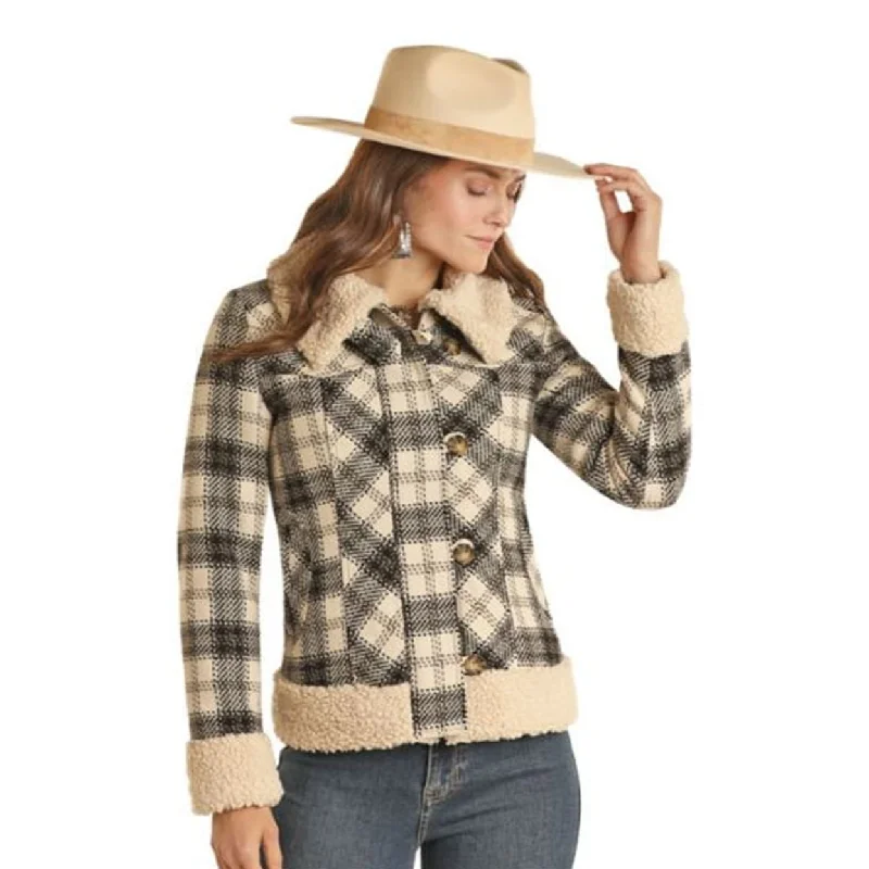 Powder River Outfitters Ladies Berber Wool Natural Coat DW92C01495 Vent Hem Cuff
