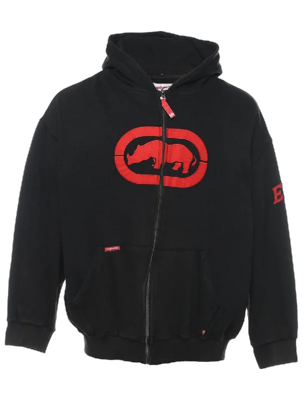 Black & Red Y2K Ecko Hoodie  - XL Hoodie with High-Low Hem Asymmetrical Trendy