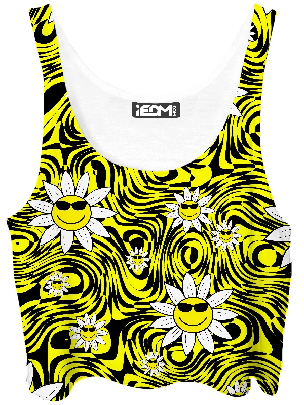 Smiling Daisies Crop Top Satin Fabric Silk Fabric Chiffon Fabric